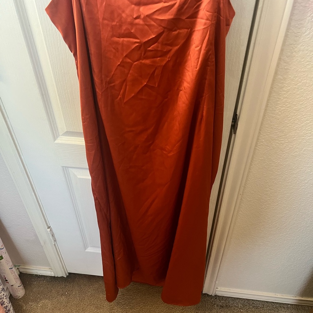 Finesse Satin Cowl Neck Maxi Dress in Burnt Orange - Picture 5 of 5